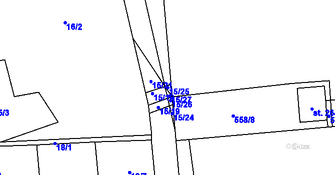Parcela st. 15/25 v KÚ Benešov u Boskovic, Katastrální mapa