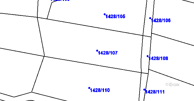 Parcela st. 1428/107 v KÚ Benešov u Boskovic, Katastrální mapa