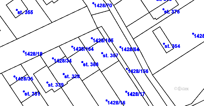 Parcela st. 357 v KÚ Benešov u Boskovic, Katastrální mapa