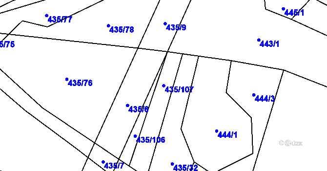 Parcela st. 435/107 v KÚ Benešov u Boskovic, Katastrální mapa