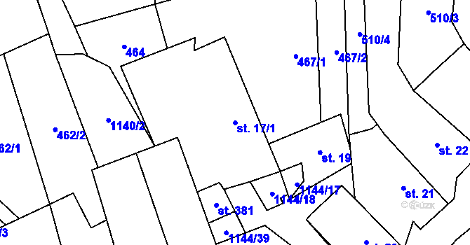 Parcela st. 17/1 v KÚ Benešov u Boskovic, Katastrální mapa