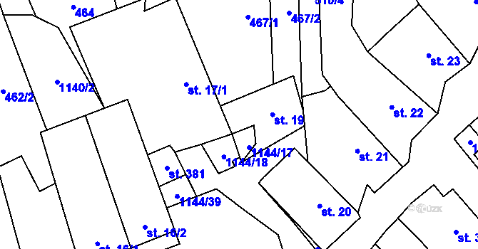 Parcela st. 17/2 v KÚ Benešov u Boskovic, Katastrální mapa