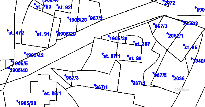 Parcela st. 87/1 v KÚ Benešov nad Černou, Katastrální mapa