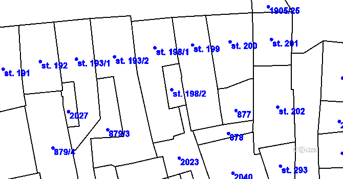 Parcela st. 198/2 v KÚ Benešov nad Černou, Katastrální mapa