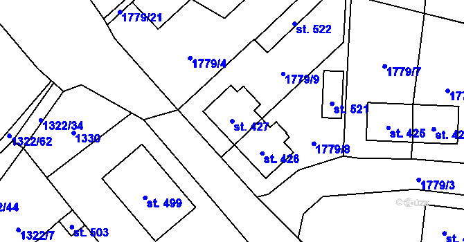 Parcela st. 427 v KÚ Benešov nad Černou, Katastrální mapa