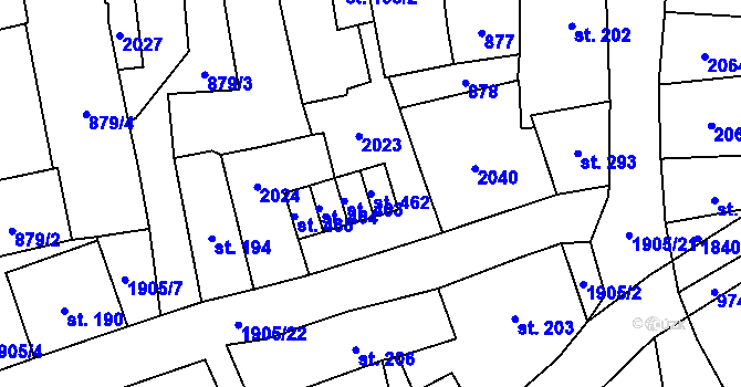 Parcela st. 462 v KÚ Benešov nad Černou, Katastrální mapa
