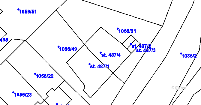 Parcela st. 487/4 v KÚ Benešov nad Černou, Katastrální mapa