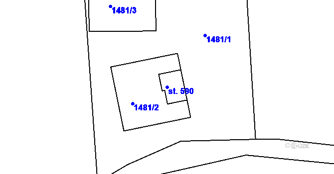 Parcela st. 590 v KÚ Benešov nad Černou, Katastrální mapa