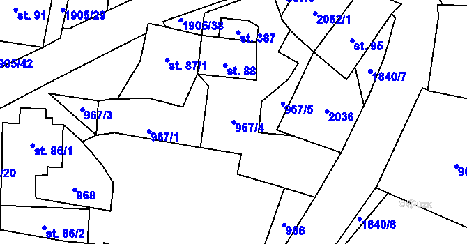 Parcela st. 967/4 v KÚ Benešov nad Černou, Katastrální mapa