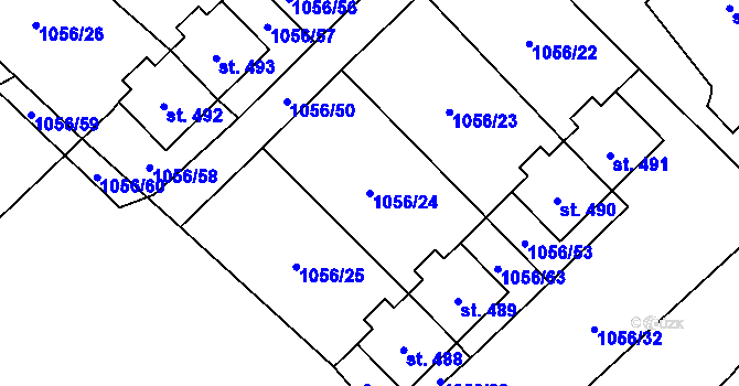 Parcela st. 1056/24 v KÚ Benešov nad Černou, Katastrální mapa