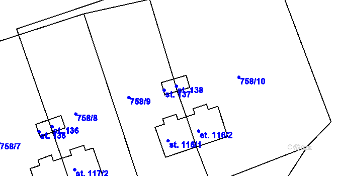 Parcela st. 137 v KÚ Hartunkov, Katastrální mapa
