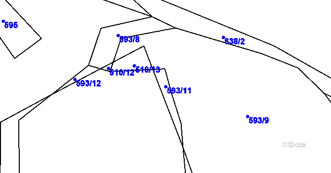 Parcela st. 593/11 v KÚ Klení, Katastrální mapa