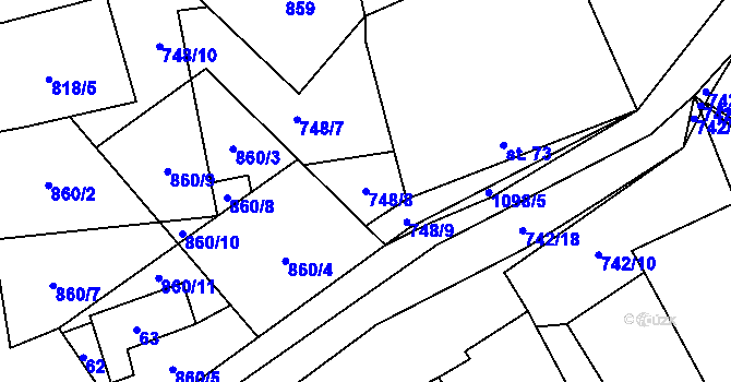 Parcela st. 748/8 v KÚ Klení, Katastrální mapa