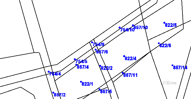 Parcela st. 857/6 v KÚ Klení, Katastrální mapa
