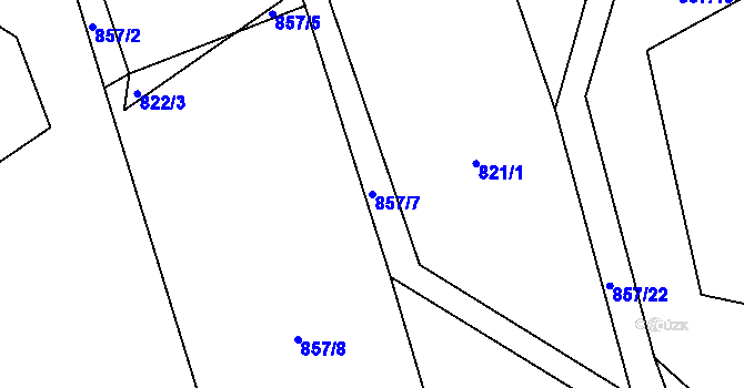 Parcela st. 857/7 v KÚ Klení, Katastrální mapa