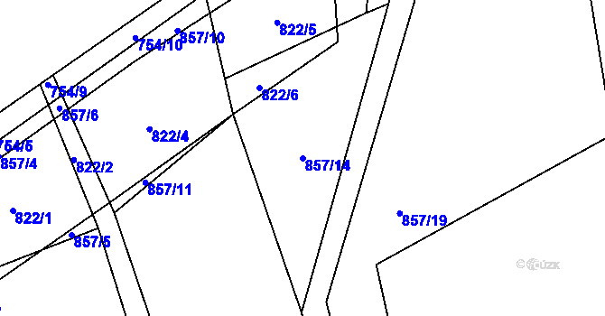 Parcela st. 857/14 v KÚ Klení, Katastrální mapa