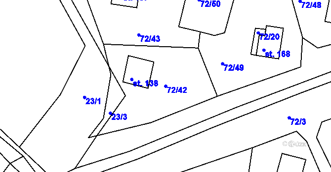 Parcela st. 72/42 v KÚ Klení, Katastrální mapa