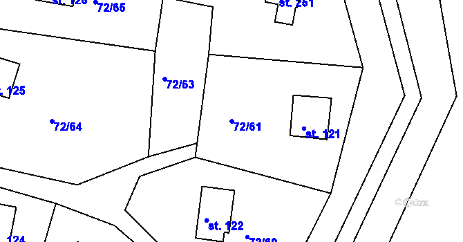 Parcela st. 72/61 v KÚ Klení, Katastrální mapa