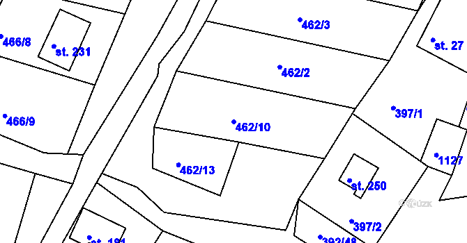 Parcela st. 462/10 v KÚ Klení, Katastrální mapa