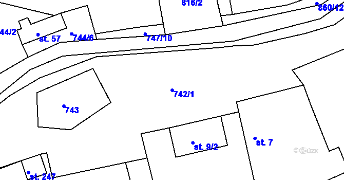Parcela st. 742/1 v KÚ Klení, Katastrální mapa