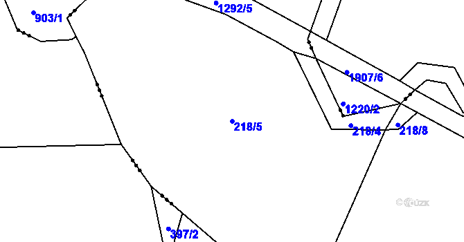 Parcela st. 218/5 v KÚ Kuří, Katastrální mapa