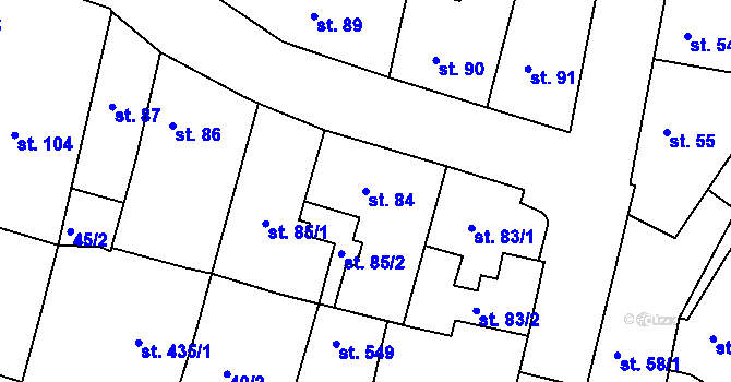 Parcela st. 84 v KÚ Benešov nad Ploučnicí, Katastrální mapa