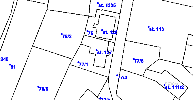 Parcela st. 127 v KÚ Benešov nad Ploučnicí, Katastrální mapa