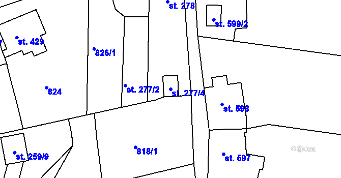 Parcela st. 277/4 v KÚ Benešov nad Ploučnicí, Katastrální mapa