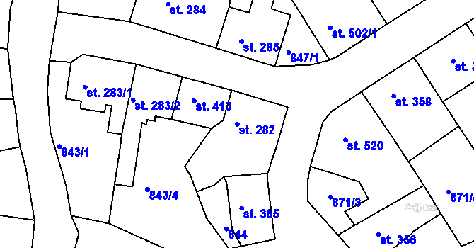 Parcela st. 282 v KÚ Benešov nad Ploučnicí, Katastrální mapa