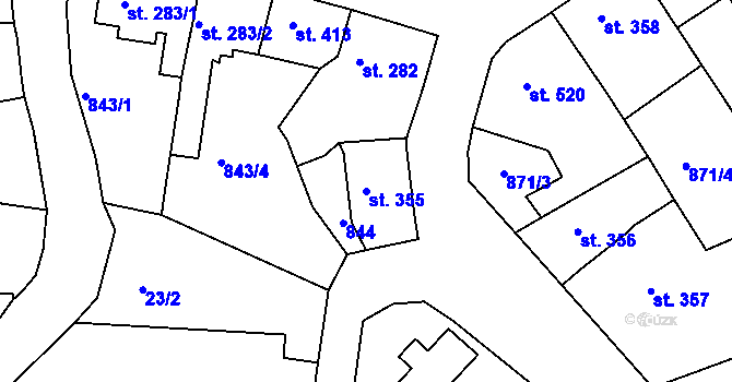 Parcela st. 355 v KÚ Benešov nad Ploučnicí, Katastrální mapa