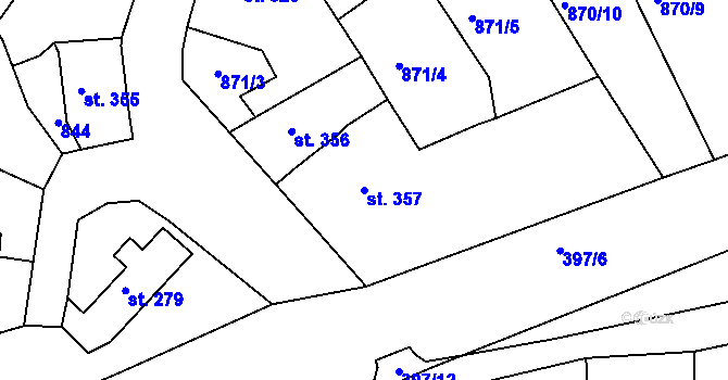 Parcela st. 357 v KÚ Benešov nad Ploučnicí, Katastrální mapa