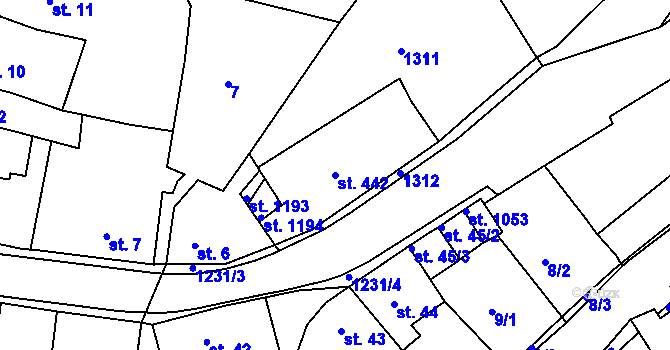 Parcela st. 442 v KÚ Benešov nad Ploučnicí, Katastrální mapa
