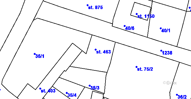 Parcela st. 463 v KÚ Benešov nad Ploučnicí, Katastrální mapa