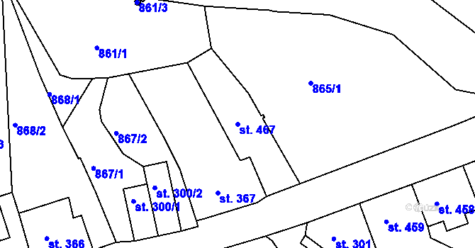 Parcela st. 467 v KÚ Benešov nad Ploučnicí, Katastrální mapa