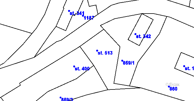 Parcela st. 513 v KÚ Benešov nad Ploučnicí, Katastrální mapa