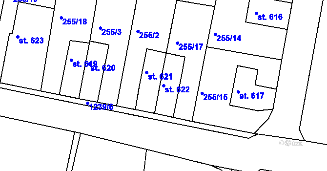 Parcela st. 622 v KÚ Benešov nad Ploučnicí, Katastrální mapa