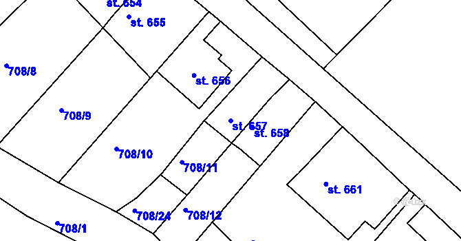 Parcela st. 657 v KÚ Benešov nad Ploučnicí, Katastrální mapa