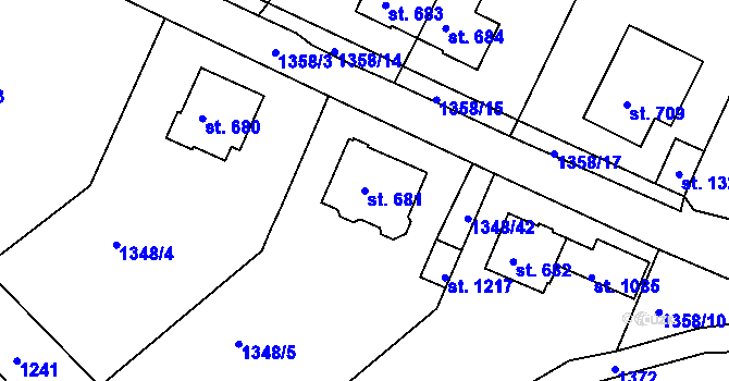 Parcela st. 681 v KÚ Benešov nad Ploučnicí, Katastrální mapa