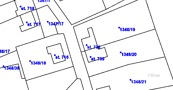 Parcela st. 738 v KÚ Benešov nad Ploučnicí, Katastrální mapa