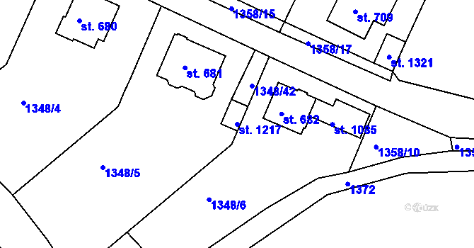 Parcela st. 1217 v KÚ Benešov nad Ploučnicí, Katastrální mapa