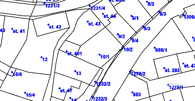 Parcela st. 10 v KÚ Benešov nad Ploučnicí, Katastrální mapa