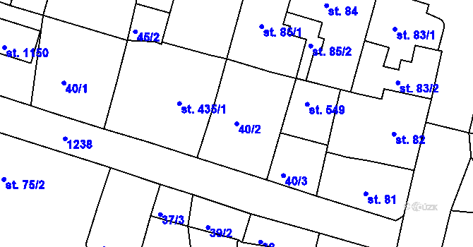 Parcela st. 40/2 v KÚ Benešov nad Ploučnicí, Katastrální mapa