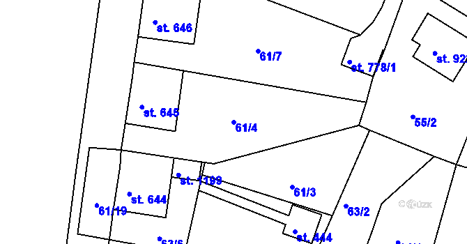 Parcela st. 61/4 v KÚ Benešov nad Ploučnicí, Katastrální mapa