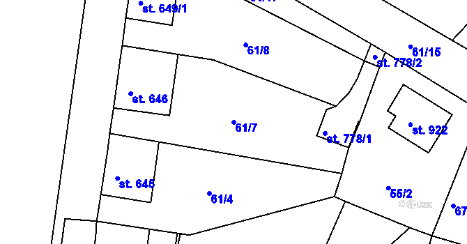 Parcela st. 61/7 v KÚ Benešov nad Ploučnicí, Katastrální mapa