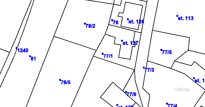 Parcela st. 77/1 v KÚ Benešov nad Ploučnicí, Katastrální mapa