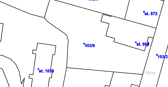 Parcela st. 102/6 v KÚ Benešov nad Ploučnicí, Katastrální mapa