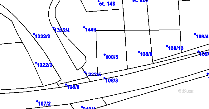 Parcela st. 108/5 v KÚ Benešov nad Ploučnicí, Katastrální mapa