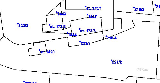 Parcela st. 221/3 v KÚ Benešov nad Ploučnicí, Katastrální mapa