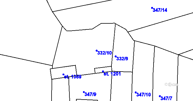 Parcela st. 332/10 v KÚ Benešov nad Ploučnicí, Katastrální mapa