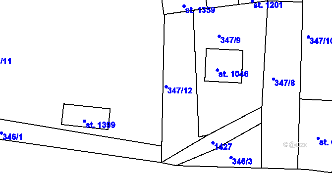 Parcela st. 347/12 v KÚ Benešov nad Ploučnicí, Katastrální mapa